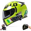 Frcychri Bluetooth Casco Modulare Per Moto Con Luce Di Coda, Casco Da Moto A Doppia Visiera Integrale Omologato DOT/ECE, Casco Da Moto Flip-Up, Adatto A Uomini E Donne Adulti J,Medium