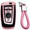 M.JVisun Morbido TPU Custodie per Chiavi Auto Per BMW Serie 1 Serie 2 Serie 3 4 Serie 5 Serie 6 7 5GT GT3 GT5 X1 X3 X4 M2 M3 M4 M5 M6 Cover Chiave Guscio Chiave - Lucido Rosa - Intrecciato Portachiavi