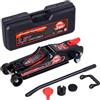 TALK-POINT Cric idraulico 2,5 tonnellate versione piatta 80 mm - 360 mm Low Profile con valigetta + adattatore SUV + 2 cuscinetti in gomma idraulici per auto, ruote a 360° (rosso)