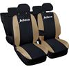 Auto Accessori Lupex Copri-sedili Auto Compatibili Idea | Made In Italy | Set Coprisedili Anteriori e Posteriori | Logo Ricamato | Airbag Compatibile | Interni (Nero/Beige)