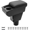 KAERGK Bracciolo per Auto per Hyundai i10 2021-2023 Console Centrale Dell'auto Doppio Strato di Spazio con Portabicchieri Facile da Montare Pelle Confortevole e Resistente Nero (Linea Nera)