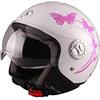 AL Helmets CASCO DEMI-JET AL HELMETS MOD. 101 COLORE BIANCO CON FARFALLE BUTTERFLY MISURA S