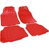 WOLTU Tappetini Auto Universali Tappeto Antiscivolo PVC Simil Alluminio Set 4 Pezzi Rosso Lucido