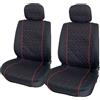 Rebeca Shop Coprisedili per Auto Universali, Coppia Anteriore, tessuto Deluxe Gabardine, universali, adatti a tutte le tipologie di sedili auto (Nero con rigo Rosso, Poggiatesta Fisso o Removibile)