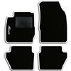 QUEMAR Tappetini Auto compatibili con Ford Fiesta MkVI 6 serie 2008-2017/Kit Tappeti Moquette e Gomma su Misura (Set 2 Anteriori + 2 Poster.)/Ricami e Colori Personalizzati (1 Ricamo, Bordo Bianco)