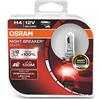 OSRAM NIGHT BREAKER SILVER H4, +100% di luce, lampada da proiettore alogena, 64193NBS-HCB, 12V, auto, duo box (2 lampade)