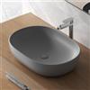 Inbagno Lavabo Da Appoggio Ovale 60x41 Cm Dal Design Moderno In Ceramica Grigio Scura Opaca Linea Tokyo