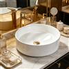 NUESTRA VIDA Lavabo da Appoggio Tondo in Ceramica, 36 cm (Diametro) x 12 cm (Altezza), Bianco, Design Compatto per Bagni Piccoli e Secondi Bagni