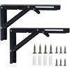 ALAHUGYEF 2 x Staffe Pieghevoli, Mensola Pieghevole, Reggimensola, Staffe Per Mensole Pieghevoli Pesant, 200mm Supporti per Mensole, Salvaspazio Supporto Tavolo da Parete Staffe Triangolari per Garage Cucina