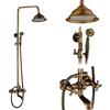 Generic Set di Rubinetto Doccia in Ottone Anticato con Beccuccio in Ceramica Girevole - Colonna da 20,3 cm, Miscelatore a Doppia Manopola per Bagno Doccia - Stile Vintage per Decorazione del Bagno