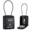 Iron Lock - Cavo Grillo portatile Key Lock Box per chiavi 4 cifre combinazione Lockbox Indoor Outdoor Impermeabile A B Interruttore con codice Resettabile Casa chiavi di ricambio Nascondere una chiave