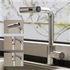 doporro Miscelatore Cucina Estraibile in Acciaio Inox 304, Finitura Argento Spazzolato, Cartuccia Ceramica ad Alta Precisione, 3 Tipi di Getto, Altezza 32 cm, Turnix-02
