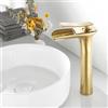 ANWEALTH Rubinetto Bagno Miscelatore Lavabo Miscelatore per Lavello Cascata Oro Spazzolato Rubinetto da Bagnos Miscelatore Monoforo per Lavabo Alto da Bagno