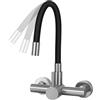 Gugxiom Rubinetto da cucina flessibile nero con due modalità acqua calda e fredda, rubinetto da parete girevole a 360 gradi, per cucina, bagno e lavanderia