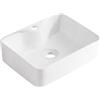 Aqua Uno AQUAUNO - Lavabo da appoggio KAIA 49 x 38 cm, rettangolare, in ceramica bianca con foro per rubinetto senza troppopieno, in ceramica sanitaria