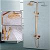 Shiyinge Set doccia a pioggia anticato, con miscelatore in ottone, stile antico, soffione a pioggia, sistema nostalgico con doccetta a mano, colore: oro