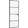 vidaXL Porta Interna Nera 76x201,5cm Vetro Temperato Alluminio Sottile