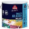 BOERO BARTOLOMEO SPA Boero Fai da Te, Smalto Brillante all'Acqua, per Interno/Esterno, Inodore, Pronto all'Uso, Non Colante, Per Ferro, Legno, PVC, Muro, Formato da 2L, Colore Bianco
