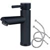 SLFYEE Rubinetto Lavabo Bagno Nero Acciaio Inox Rubinetto Bidet per Bagno Cucina con Tubo di Collegamento Rubinetto Lavandino Bagno Fredda e Calda Regolabile