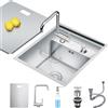 XDCXYD Nascosto Lavandino Bar Cucina con Rubinetto Pieghevole, Lavandino Bar a Vasca Singola Sottopiano in Acciaio Inossidabile Nascosto per Piccole Cucine Bar RV (Silver, 35x45x22CM)