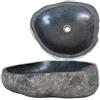 Wakects Lavandino Ovale in Pietra di Fiume, Lavabo in Pietra Naturale per Bagno, Lavello della Creativo Lavabo da Appoggio (46-52cm)