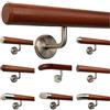 TIBU - Corrimano in legno di mogano, corrimano per scale con supporti angolari in acciaio inox, lunghezza 30-500 cm in un unico pezzo, lunghezza 40 cm con 2 supporti - Estremità con raggio fresato