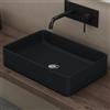 doporro Lavabo Bagno Rettangolare Lavabo da Appoggio in Ceramica Lavandino con Bordo Sottile 58x37x13,5 cm Nero opaco Lavamani Lavello senza Foro Rubinetto per Guardaroba Bagno Brüssel105D