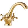 LAKKOAKOAA Rubinetto Lavabo Rubinetto Bagno, Stile Anticato Vintage Ottone Doppia Leva Miscelatore Bagno, Miscelatore Lavabo, Oro
