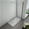 AICA ITALY Box Doccia 60x200cm Walk In Parete Fissa Con Barra Stabilizzatrice Regolabile 70-120cm Vetro 8mm Temperato Trasparente Anticalcare Easyclean