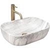 Rea - Lavabo Da Appoggio Belinda Lavandino Bagno In Frassino 33 X 46 X 13,5 cm Ceramica (Imitazione Pietra)