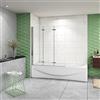 GENERIC Parete Doccia Per Vasca da Bagno 130x140 cm 3 Ante Movibili Pieghevoli a Libro in Vetro Temperato 6 mm Trasparente Anticalcare Telaio Cromo Lucido