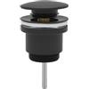 Inbagno Piletta click clack con troppo pieno, attacco universale G 1/4", in Ottone con finitura Nera opaca