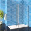 AICAit Walk In 190 cm Parete Doccia con Paretina Mobile 30cm in Vetro 8 mm Temperato Anticalcare Larga 80 cm Barra Stabilizzatrice da 90 cm