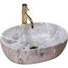 Rea - Lavabo Da Appoggio Lara Stone Lavandino Bagno 485 X 350 X 135 mm In Ceramica (Marrone, Imitazione Marmo)