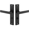 Gedotec Set di maniglie per porte nero opaco - per porte interne - piastra lunga - bagno/WC - Din 78 mm - per porte con spessore 35-47 mm