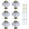 QUARKZMAN 6Pcs Manopole In Ceramica, 35mm/1.38 Maniglia A Forma Di Zucca Per Cassetti Maniglie Vintage Per Mobili Da Bagno Camera Da Letto Armadio, Foglia Di Salice Blu