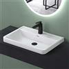 Mai & Mai Lavabo da Appoggio 60x42x13cm, Lavandino Bagno Colossum08 da Marmo fuso Lavabo con Rialzo, Bianco lucido
