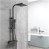 AICA ITALY SRL AICA Colonna Doccia con Miscelatore Termostatico, Rubinetto Doccia 283x40mm, Soffione Doccia Quadrato in Acciaio Inox 20x20cm, Altezza Regolabile 730-1150mm, Set Doccia Completo Nero