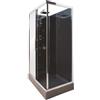 ONDÉE - Box doccia idromassaggio DELLINE - Base in vetro specchiato - soffione doccia - 6 getti idromassaggianti - facciata in vetro fumé - profili in alluminio cromato - Nero - 80x120 cm