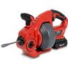 EBERTH Spirale automatica per la pulizia dei tubi, elettrica, Coclea di Drenaggio con batteria da 18V 2Ah, spirale zincata con 560 giri/min, diametro spirale 11 mm, lunghezza spirale 7,6 m