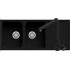 Generic Pacchetto Lavello cucina Romeo nero 2 vasche con gocciolatoio 116 x 50 cm e miscelatore Viterbo doccetta Nero Made in Italy