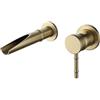 XJTNLB Rubinetto Lavabo da Muro Rubinetteria Bagno Cascata, Miscelatore Lavabo con Valvola in Ceramica Rubinetti Bagno,Oro Spazzolato