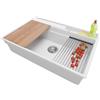 PRIMAGRAN Lavello da Cucina Bianco 78x53cm, Lavandino in Granito a 1 vasca + Sifone Classico, Lavabo da Cucina Incasso al Mobile 80cm - Oslo Pocket S336