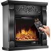 KESSER® Caminetto Elettrico da Appoggio - Effetto Fiamma LED 3D, Funzione Riscaldamento, Potenza 1800W (Villa/Schwarz)