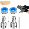 TOP-MAX Set di utensili per filettare tubi interni ed esterni integrati, in acciaio al carbonio da 1/2 e 3/4, incluso nastro sigillante e guanti per riparazioni domestiche di tubi in PVC