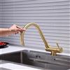 XJTNLB Rubinetto Sottofinestra Miscelatore Cucina Oro Spazzolato Miscelatore da Cucina Canna Collo di Cigno Miscelatore Abbattibile Cucina