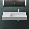 Mai & Mai Lavabo da Appoggio 100x48x13cm, Lavabo Bagno Sospeso da Marmo Fuso Lavandino Bagno Rettangolare Bianco, Colossum12-1000R