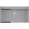 PRIMAGRAN Lavello Angolare Grigio 88x50cm, Lavandino in Granito a 1 vasca + Set di accessori, Lavabo da Cucina Incasso al Mobile 90cm - Oslo 90 Top S671