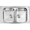 EVHOC Lavello Cucina Sopratop 86x50 cm 2 Vasche, Lavandino Doppia Vasca in Acciaio Inox con Finitura Satinata, Made in Italy, AURA S