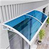 kefu01 Pensilina Tettoia per Porta d'Ingresso Blu,Tendalino per Finestra Muta,Copriporta in Policarbonato Moderna,Staffa Bianca,Pensilina da Esterno,per Ristorante Garage Giardino (120x320cm/47x126)